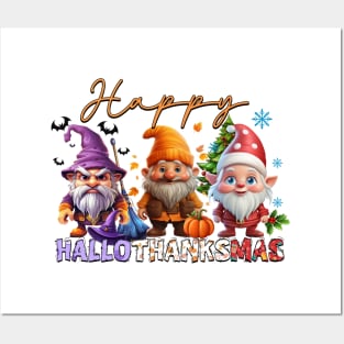 Happy Hallothanksmas Gnomes #1 Posters and Art